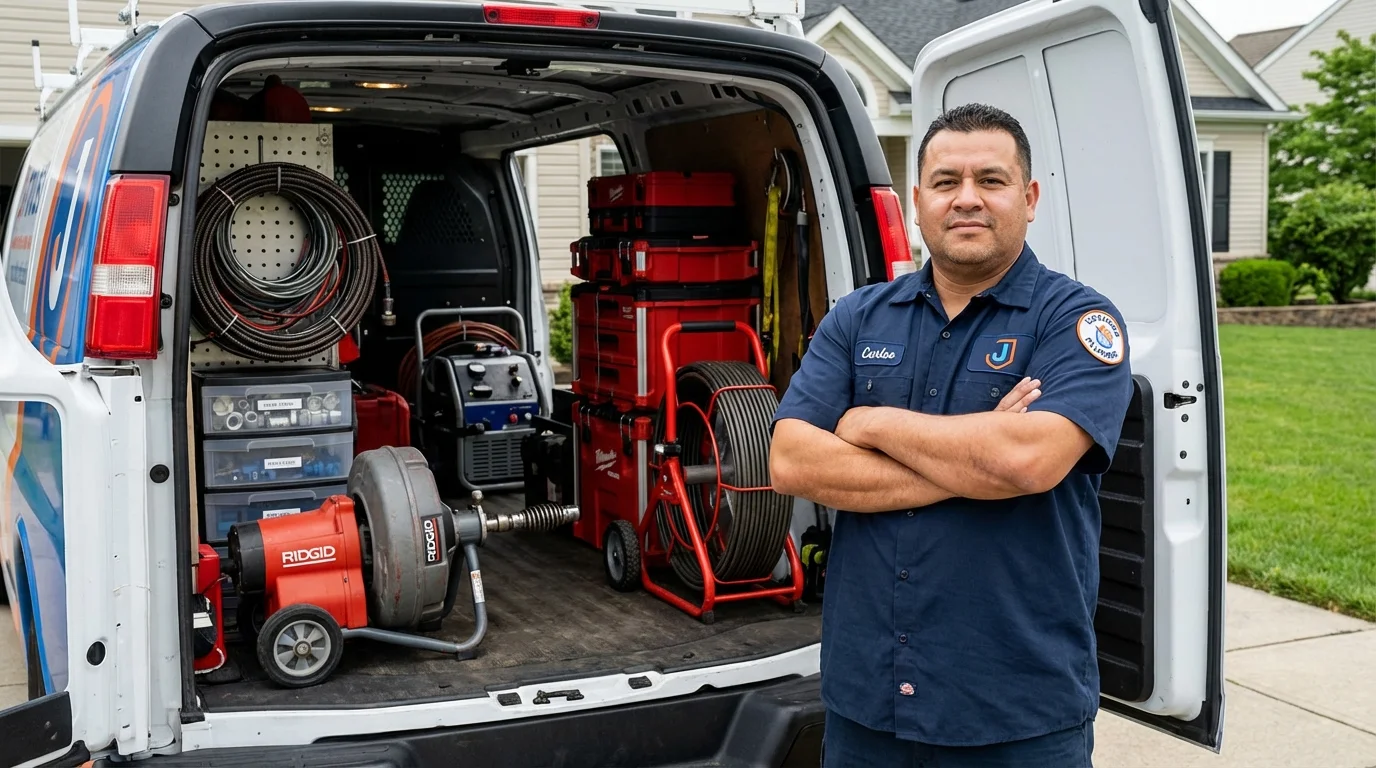 Professional drain cleaning equipment and Johns Plumbing LLC plumber in Ralls