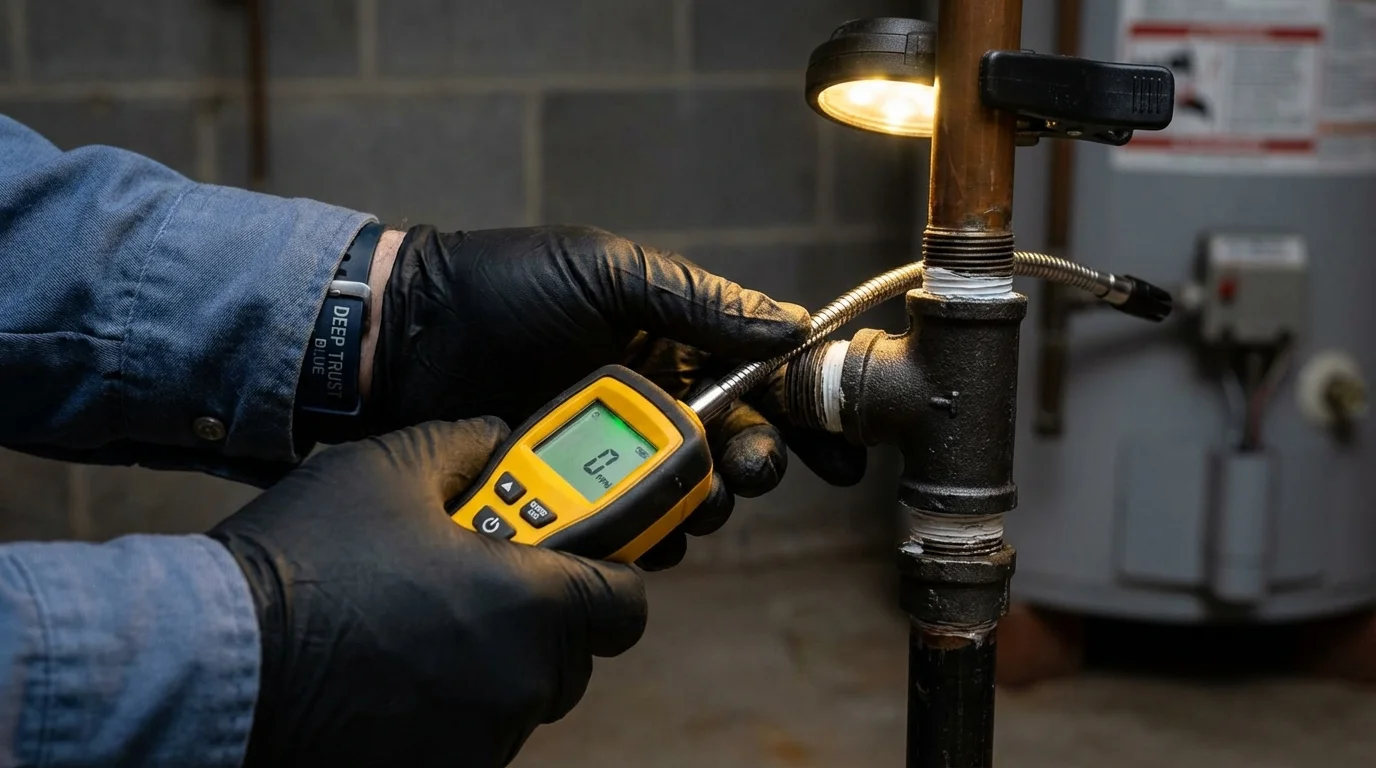 Gas leak detection with electronic sniffer by Johns Plumbing LLC in Ralls
