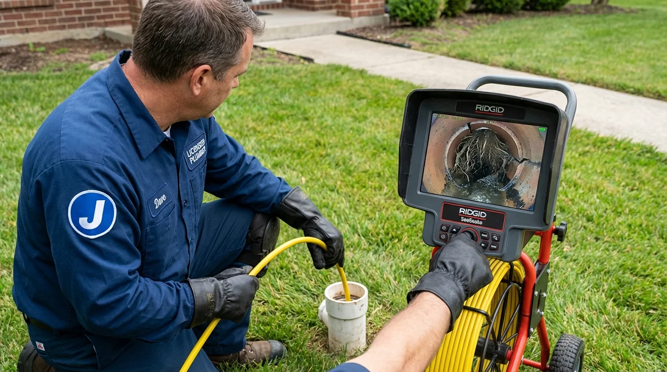 Sewer camera inspection being performed by Johns Plumbing LLC in Ralls