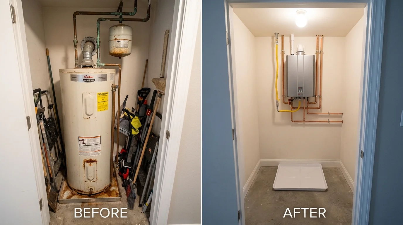 Tank water heater versus wall-mounted tankless unit comparison for Ralls, TX homeowners